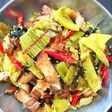 Sayur asin masak babi panggang