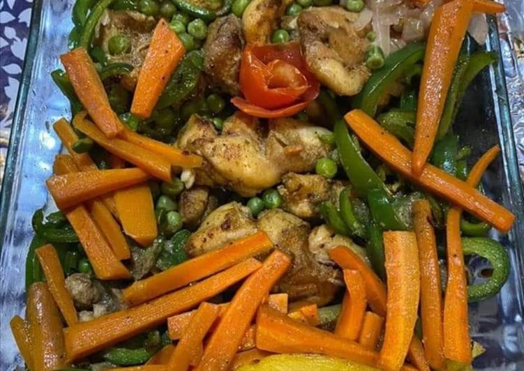 Steps to Prepare Any-night-of-the-week Steam chicken with steamed veggies