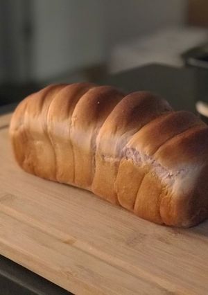 A picture of Sweet purple potato bread loaf (using tongzhong recipe).