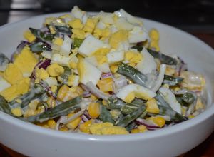 Una foto de Ensalada tibia de chauchas y choclo