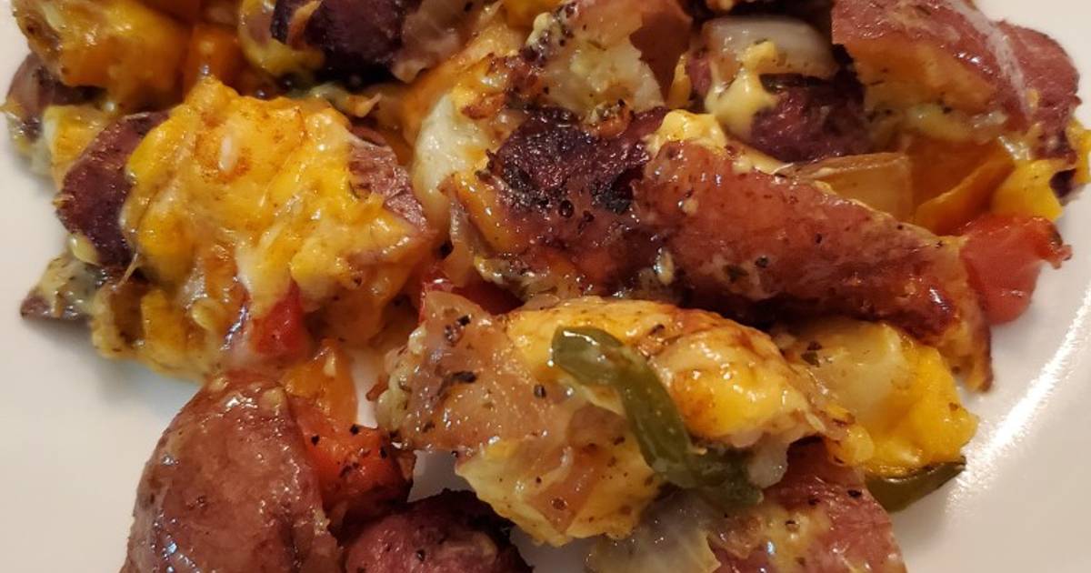 Cheesy Sausage and Potato Bake Recipe by Leelumae Cookpad