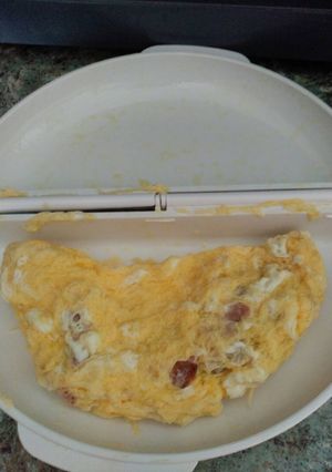 Una foto de Tortilla de jamón en microondas