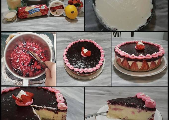 Ini dia! Resep termudah memasak No-Bake Strawberry Cheesecake yang sempurna