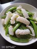 Sugar Snap Peas w/ Squid