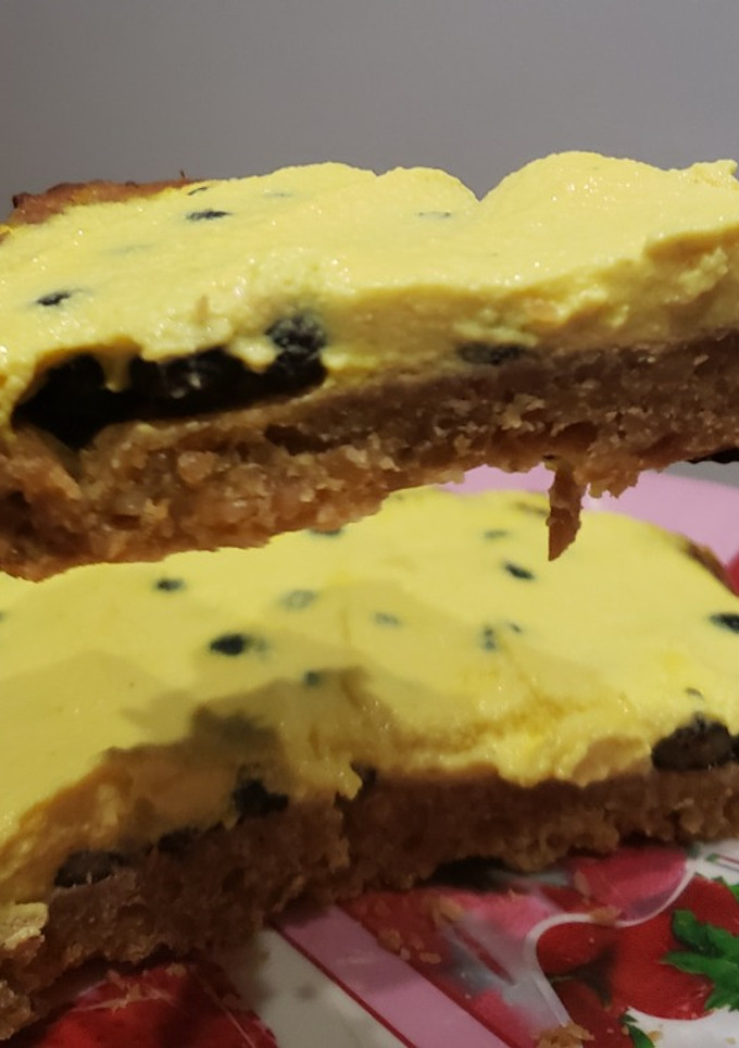 Una foto de Tarta de crema y arándanos low carb