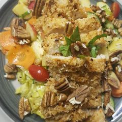Coconut Crusted Chicken with Pecan, Apple Salad A picture of Coconut Crusted Chicken with Pecan, Apple Salad.