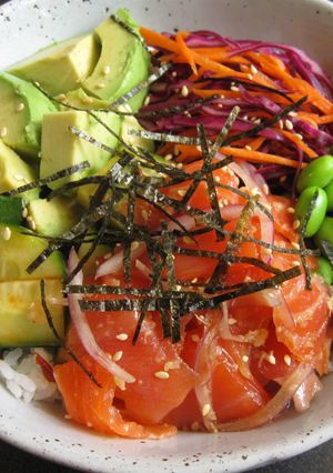 A picture of Smoked Salmon Poke Bowl.