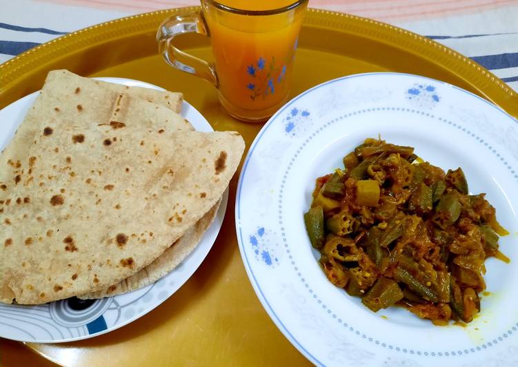 Simple Way to Prepare Homemade Masala Bhindi and chapati