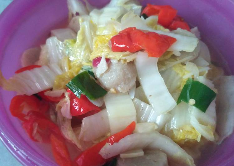 Resep: Tumis Sawi putih + Baso Yang Mudah