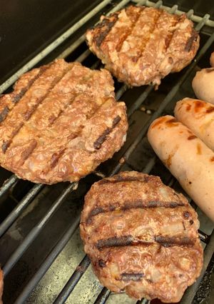 A picture of Homemade burgers.