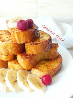 عکسی از دستور فرنچ تست با باگت 🥖🍞🍒🍌