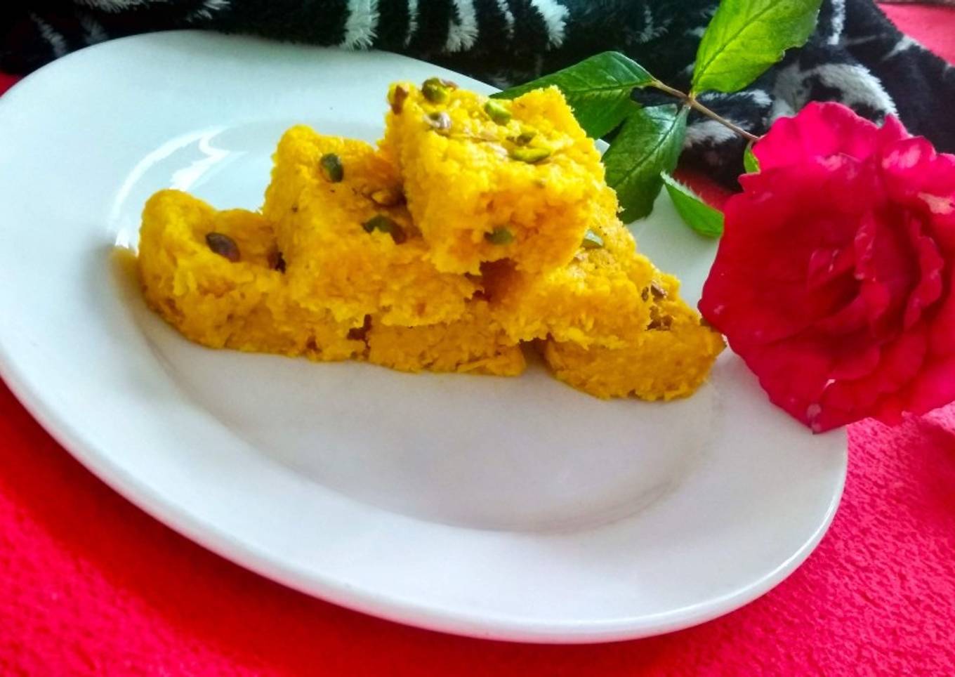 Mango flavour coconut burfi