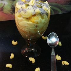 A picture of Pasta Mango Sabja Pudding Parfait.