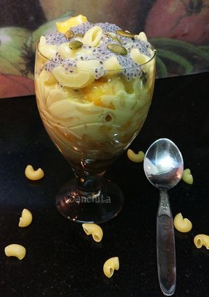 A picture of Pasta Mango Sabja Pudding Parfait.