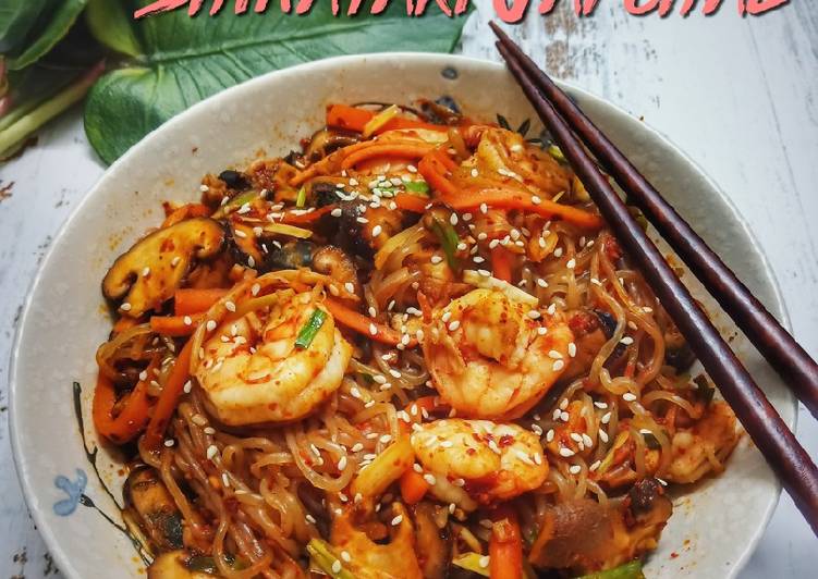 Resep Spicy Seafood Shirataki Japchae yang Enak Banget