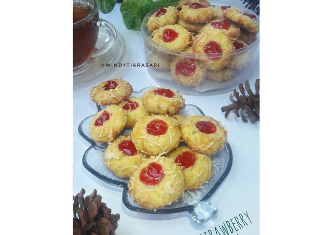 Crunchy Strawberry Cheese Thumbprint Cookies