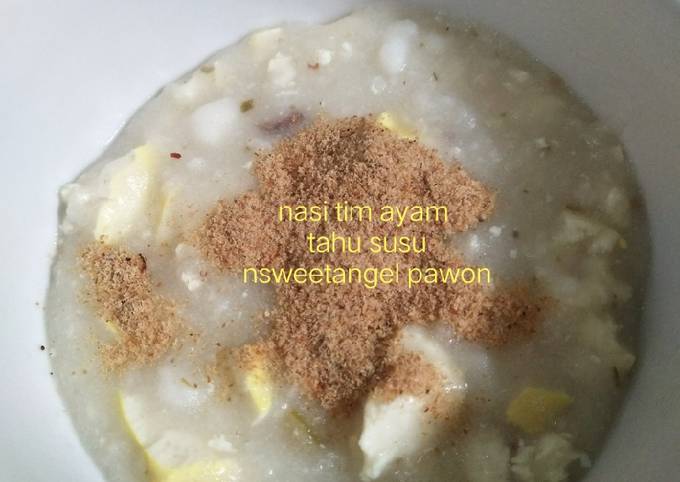 MPASI tim ayam tahu susu topping abon sapi 7+