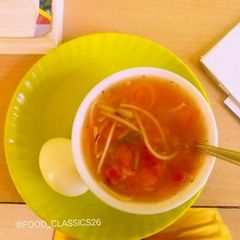 Noodle tomato soup A picture of Noodle tomato soup.