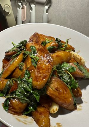 🌿 三杯乾煎麵腸 的食譜成品照片