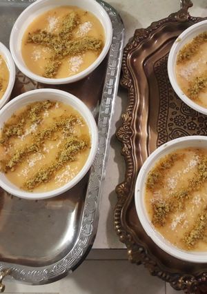 عکسی از دستور فرنی زعفرانی با آرد گندم