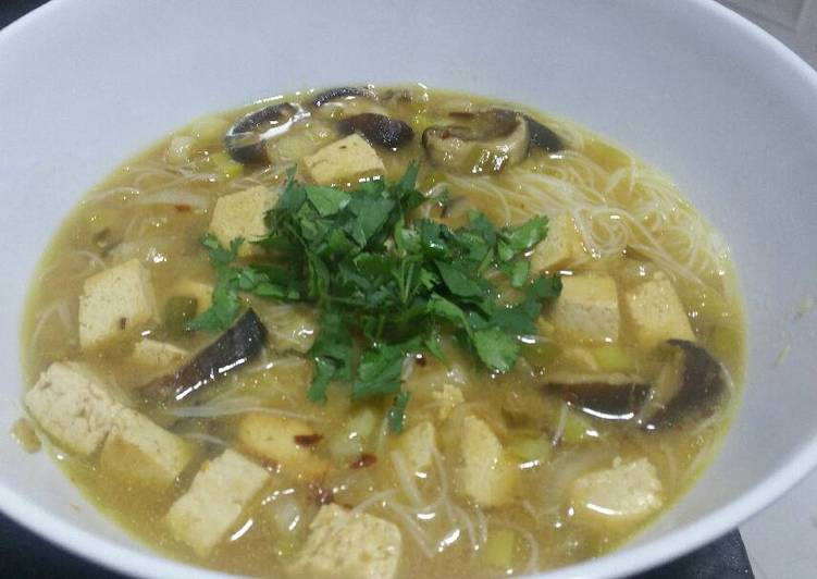 Homemade Shitake miso soup with ginger and lime