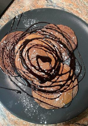 Una foto de Pancakes de yogur y chocolate 🍫