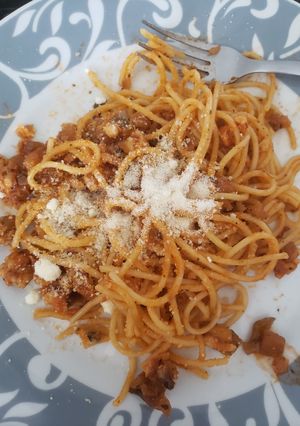 Una foto de Espaguetis con berenjena