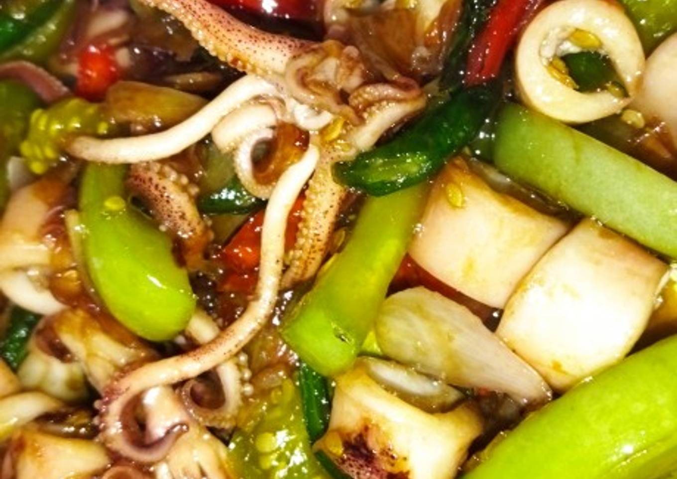 Tumis cumi asin pedas