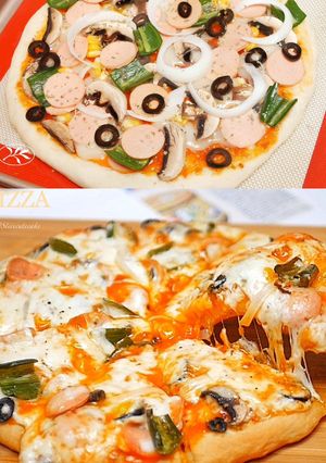 Foto resep Pizza Mushroom Olive Mozzarella