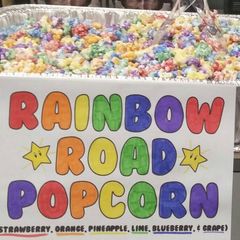 A picture of 🍓🍊🍋🍇 Fruity "Rainbow Road" Popcorn 🍇🍋🍊🍎.