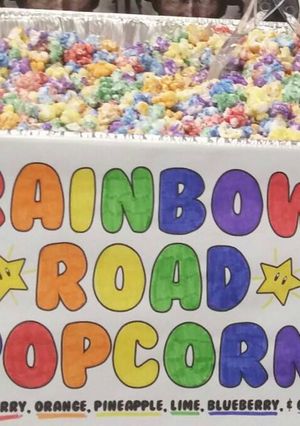 A picture of 🍓🍊🍋🍇 Fruity "Rainbow Road" Popcorn 🍇🍋🍊🍎.