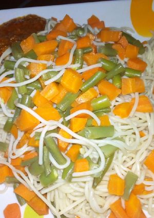 A picture of Vegetable spaghetti and stew 1.