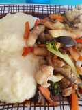 Salteado de verduras con puré