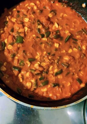 A picture of Corn Capsicum Beans Masala.