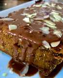 Pastel de calabaza y crema de cacahuete con cacao