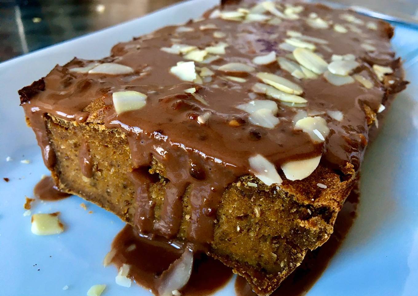 Pastel de calabaza y crema de cacahuete con cacao