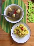 Arroz con habichuelas cúrcuma para cena navideña