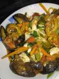 Snails in stir fried veggie gravy