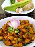 Raw Banana Curry with Green Peas