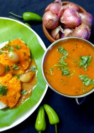 A picture of Idly with sambar (without dal) for breakfast.