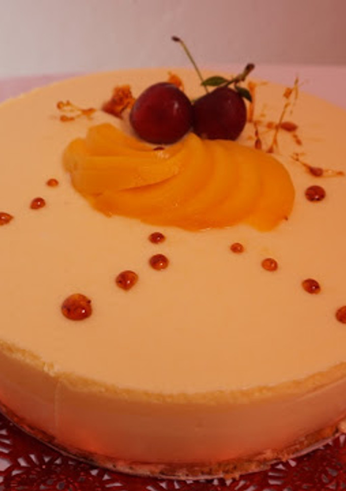 Una foto de Tarta de melocotòn y manzanilla