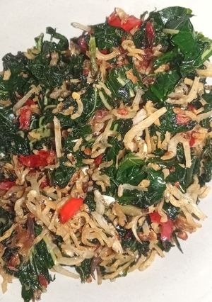 Foto resep Ikan teri daun singkong