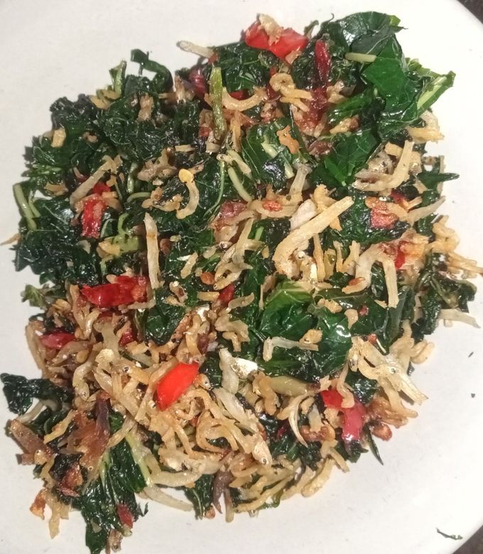 Foto resep Ikan teri daun singkong