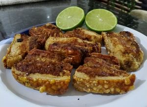 Foto de Panceta com pururuca na fritadeira elétrica