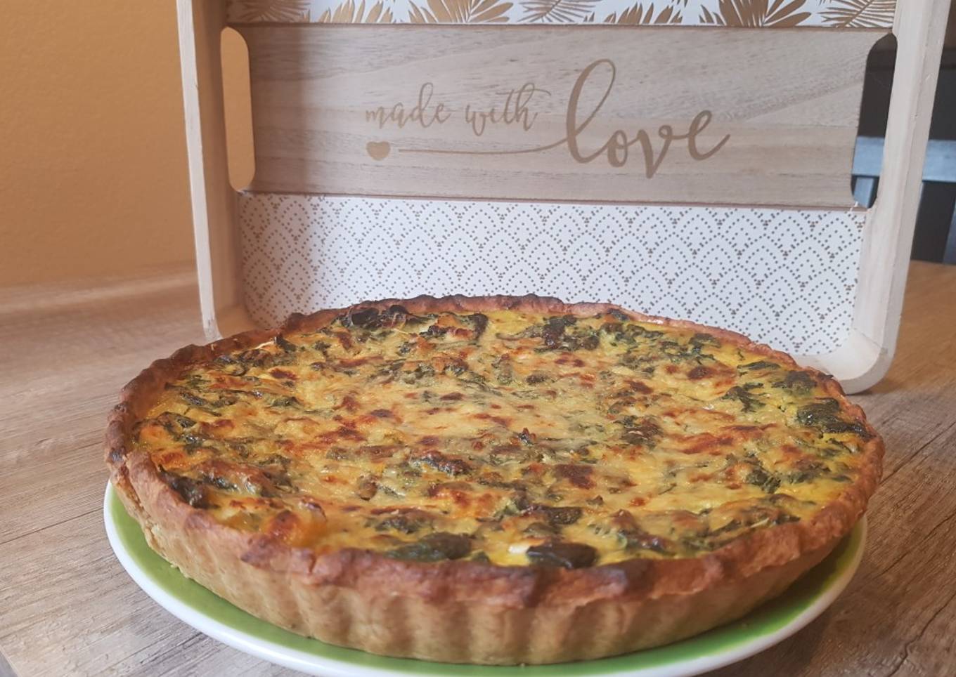 Quiche de espinacas y calabaza con base multicereales