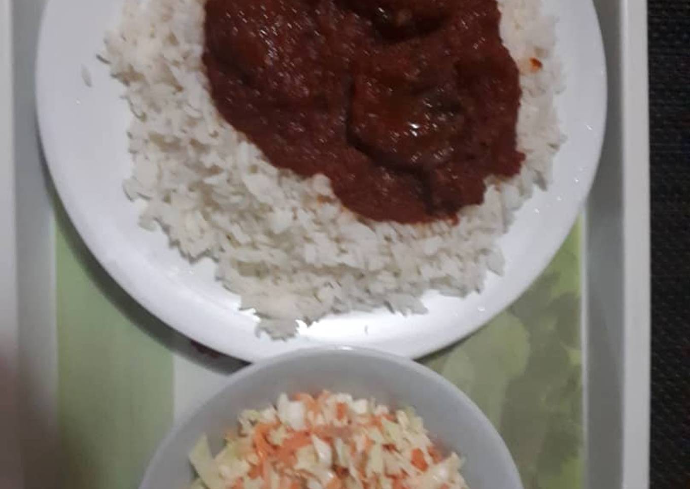 White Rice with coleslaw