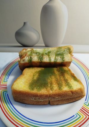 Foto resep Roti Bakar Isi Vla Matcha