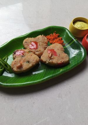 A picture of ​💖 Lovely Heart-Shaped Fusion Upma Bites.