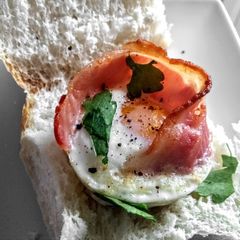 A picture of Bacon and egg cups.