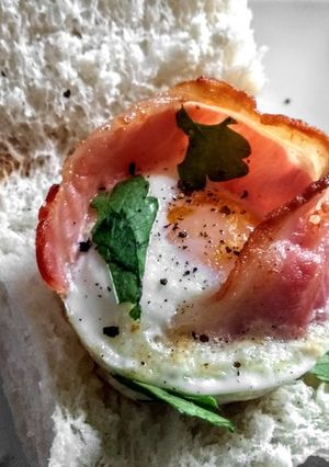 A picture of Bacon and egg cups.